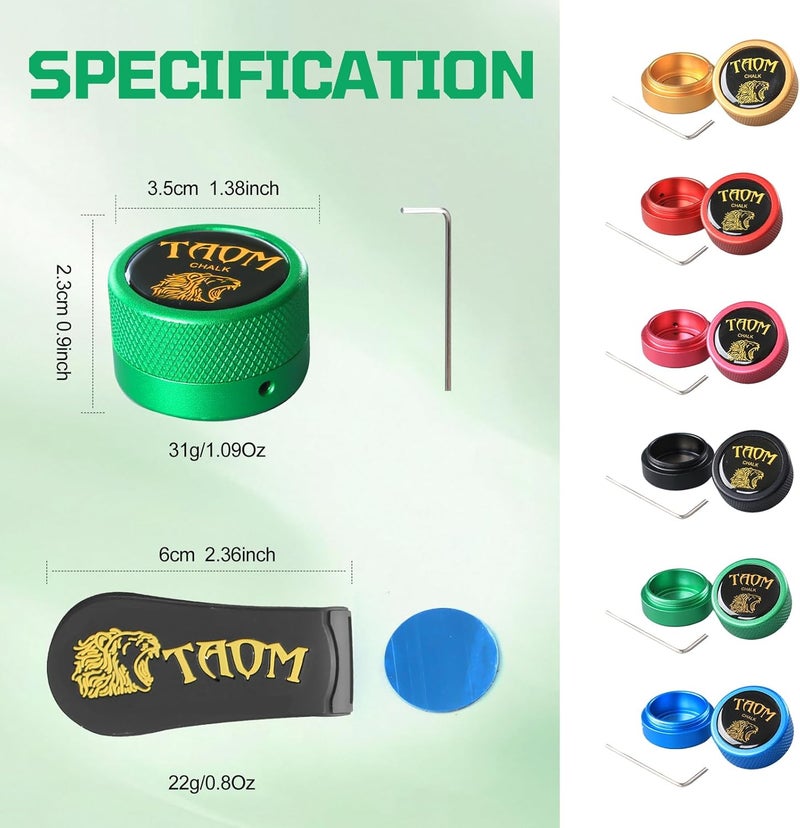 Banly TAOM Round Shaped Pool Chalk Holder, Portable Pool Chalk Cubes, Magnetic Mini Chalk Holder Pool Billiards, Pool Cue Chalk Case Container Box for Billiard Cue Tip Tool Pool Table Snooker Accessories - Image 3